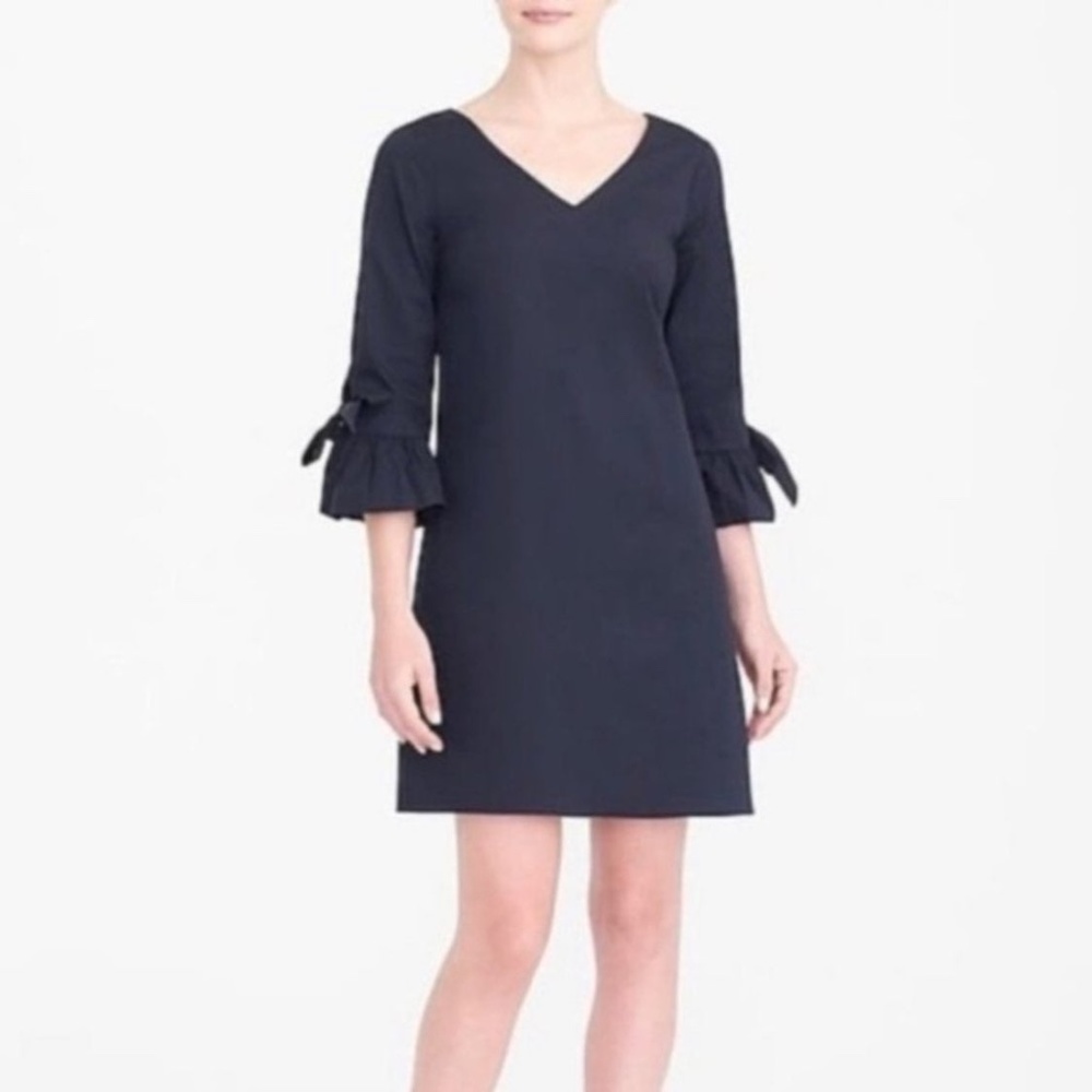 J Crew Black Bell Sleeve V Neck Dress